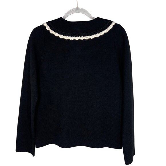 Sezane Bettany Cardigan Jacket Merino Wool in Black & Ecru Size Medium - Picture 5 of 12